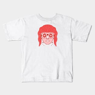 Red Woman with Flowers Kids T-Shirt